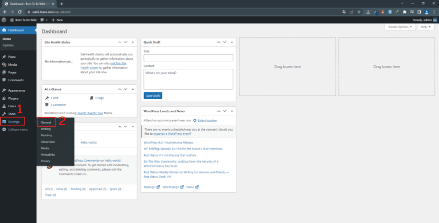 การตั้งค่า wordpress