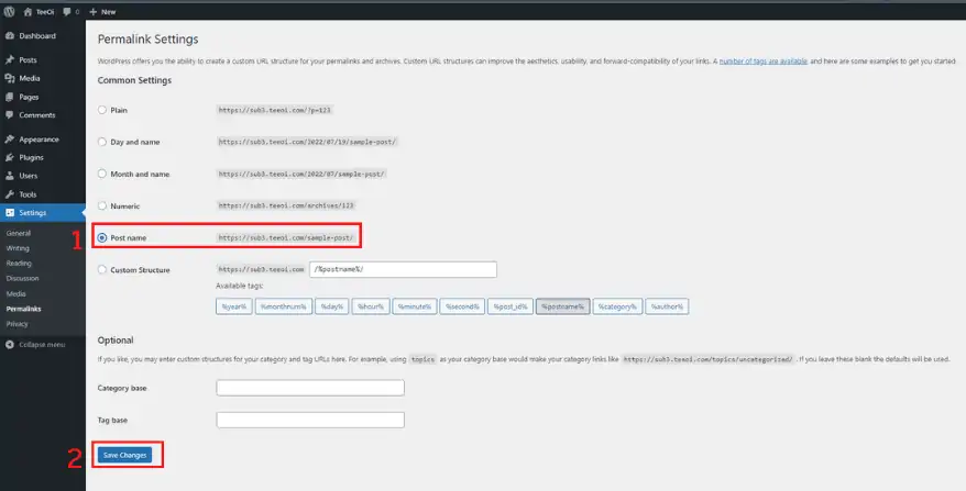 ตั้งค่า permalink ใน wordpress